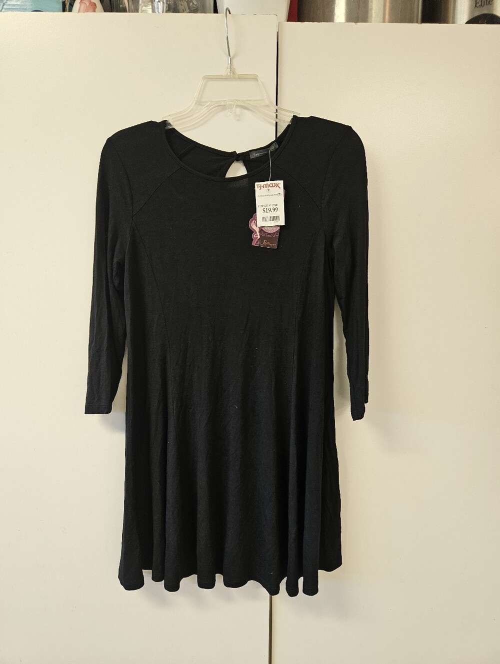 Soprano Black Long Sleeve Swing Dress witchy Strechy NWT
